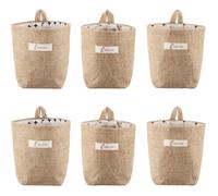 Panier Rangement - Lot De 6 - Coton Et Lin - Pliable Avec Poignée - Pour Jouets Et Maquillage - 14x13cm ECARTEUR - SPECULUM