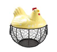 Panier Rangement pour Œufs,avec Couvercle pour Poule en Céramique,Organisateur Collations Aux Fruits,Collection Créative Panier,Accessoires Cuisine pour Décoration Intérieure Stockage de légumes (YE)