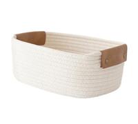 Panier Rectangulaire Corde Coton Avec Poignées 28x22x11cm Ou 32x24x13cm, Rangement Souple Texture Naturelle Pour Livres Jouets Magazines, Chambre Bébé Salon Étagère Décoration