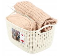 CURVER Panière de rangement rectangulaire Knit 8 L tricot blanc