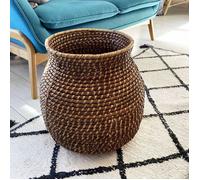 Panier rigide en Rotin Marron tressé pour Cache pot ou rangement