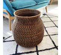 Panier rigide en rotin marron tressé pour cache pot ou rangement