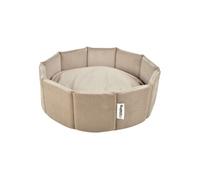 Panier Rond Chien & Chat Velours "Crafty" 38cm Noisette