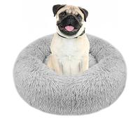 Panier Rond Chien Coussin - Chat Panier Donut Chat Lit pour Chien Lavable Anti Dérapant - Rond en Peluche Animal De Compagnie Lit Coussin [M-60 cm Ø, Gris Clair]