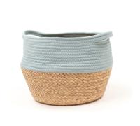 Panier rond ""Cosy"" en coton et jacinthe - Vert céladon - D 27 x H 23 cm