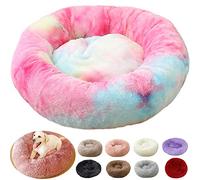 Panier Rond Donut pour Chat et Chien - Lit Confortable, Lavable et Moelleux pour Animaux - Coussin Rond (50cm, Rainbow)