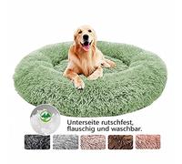 Panier Rond pour Chien et Chat en Peluche Douce et Confortable Donut Chat lit Chaud de Moelleux pour Chiot pour Dormir en Hiver - Vert Ø 100cm