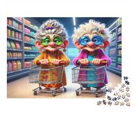 Panier Shopping Grand-mère Puzzle 1000 Pièces avec Assemblage Fluide, Puzzle Adulte Impossible Difficile Très Difficile Défiante pour Une Activité en Famille, Cadeau De Retraite 52x38cm/1000pcs