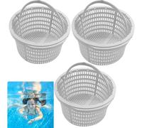 Panier Skimmer Piscine,Panier Piscine,Panier de Rechange pour Skimmer Standard 16cm,Préfiltre de Piscine,avec Poignée pour Un Retrait Facile,Prévient les obstructions (3pc)