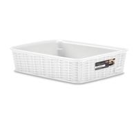 Cestino Élégance Effet Rattan 25x19x6 Blanc Stefanplast