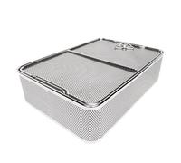 Panier stérilisé avec couvercle, plateau en maille d'acier inoxydable pour la stérilisation des instruments, le nettoyage par ultrasons et le lavage