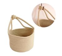 Panier Suspendu en Coton Rond Khaki pour Rangement Mural | Organisateur Textile Résistant à L’usure, pour Jouets et Vêtements, Style Décoratif