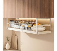 Panier suspendu en métal - Panier de rangement extensible sous l'étagère - Étagère à épices sans perçage - Pour cuisine, bureau - 45-63 x 22 x 19 cm (l x P x H)