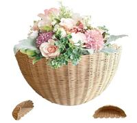 Panier suspendu en osier 14x6x8 pouces, mur de pendaison de suspension murale rustique pour fruits, légumes, plantes ou articles toilette, cuisine et décor salle bain