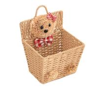 Panier Suspendu en Osier Tressé, Petit Modèle en Saule, Motif Ours | Design Suspendu Gain de Place, Accès Ouvert, pour Hôtel et Bureau, Coloris Khaki, Style Mignon