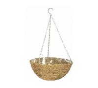 Panier Suspendu - Garden Id Rustic - 35 Cm - Coque Plastique (Intérieur/Extérieur) - Style Rustique En Osier - Suspension Facile.