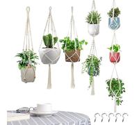 Panier Suspendu pour - Cintres pour D’intérieur, Boho Macrame | Pot De Fleur Suspendu avec Sacs en Filet en Corde De Lin Et Coton | Crochet Mural pour Plafond, pour PlanteSuc