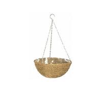 Panier Suspendu - Rustic - 35 Cm - Coque Plastique (Intérieur/Extérieur) - Style Rustique En Osier - Suspension Facile.