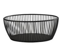 APS "SVART" Corbeille à filet métallique ovale, L : 20 cm, l : 15 cm x H : 8 cm, corbeille à pain, corbeille à fruits, corbeille à légumes, empilable, noire, lavable au lave-vaisselle