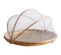 Panier tissé en bambou avec couverture alimentaire, panier de service alimentaire tissé à la main, panier de tente Bam-boo Panier en maille anti-moustiquaire, panier à fruits et légumes (M)