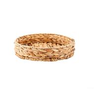 Panier tissé en jacinthe d'eau pour une utilisation polyvalente, y compris le rangement de livres, magazines, cosmétiques, etc. (plateau rond à fruits)