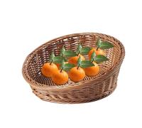 Panier tissé incliné - Présentoir de cuisine en osier pour pain, fruits, restaurant, boulangerie, bol de service pour collations, biscuits, bonbons, pain et fruits