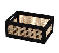 Panier tissé - Panier de rangement décoratif en tissu de bois, bacs de rangement pour livres et jouets avec poignées pour le salon 30,5 x 20,3 x 15,2 cm