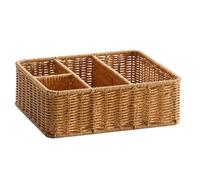Panier tissé Panier de rangement rectangulaire tissé avec 4 compartiments, plateau de portefeuille pour clés, porte-ustensiles d'organisation d'entrée pour télécommande mouchoirs, paniers en osier