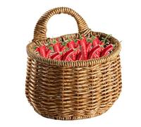 Panier tissé - Paniers en polypropylène imitation rotin bohème | Panier de rangement en osier | Paniers à fruits en rotin | Panier mural durable pour cuisine, bureau, couloir, hôtel, restaurant et