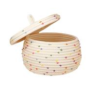 Panier Tissé Petit Panier De Rangement En Corde, Panier Tressé Rond Panier En Corde De Coton Avec Couvercle Pour Stockage Fils, Jouets Et Essentiels De Chambre De Bébé