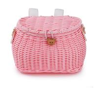 Panier tissé pour enfants pour vélos et scooters, solution de rangement pratique, parfait pour transporter des bouteilles d'eau et des collations lors de voyages en plein air (rose)