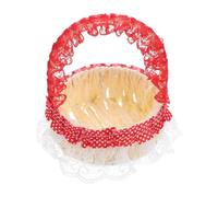Panier Tressé à Main Miniature en Rotin, Fer et Tissu pour Fleurs | Panier de Rangement Décoratif Rouge, Style Ferme Moderne et Minimaliste, pour Fleurs Fraîches ou Artificielles