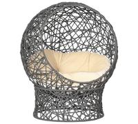 PawHut Panier Chat lit surélevé Chat Cosy Niche Grotte Grand Confort Support détachable Design surélevé 50 x 50 x 60 cm Coussin Moelleux crème Inclus, en Corde en Polyester Violet