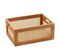 Panier tressé, paniers de rangement tressés | Paniers de rangement en bois avec poignées - Panier décoratif pour livres, boîtes à jouets, avec poignées de salon, 30,5 x 20,3