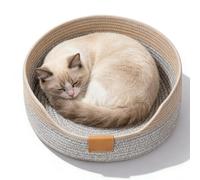 Panier Tressé pour Chat, 50x15 cm Panier en Corde de Coton Mignon, Lit pour Chat Tressé Lavable, Paniers Niche Chats Rond Pliable Paniers Chien Respirant et Doux Idéal pour Chiens et Chats
