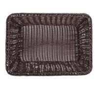 Panier Tressé Rectangulaire en PP Imitation Rotin Café pour Service | Texture Tissée Uniforme, Bords Arrondis Lisses, pour Buffet, Rangement de Garde-manger, Usage Quotidien