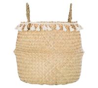 Panier tressé seagrass pli pompons
