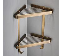 Panier Triangle D’Or En Cuivre Complet Panier En Filet De Style Européen Antique À Deux Étages Salle De Bain Étagère D’Angle Salle De Bain Armoire Murale, Panier Antique En Maille Double Couche Avec Crochet