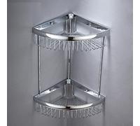 Panier Triangle D’Or En Cuivre Complet Panier En Filet De Style Européen Antique À Deux Étages Salle De Bain Étagère D’Angle Salle De Bain Étagère De Salle De Bain Crochet Mural, Argent Double Couche Forme De Ventilateur