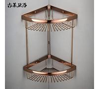 Panier Triangle D’Or En Cuivre Complet Panier En Filet De Style Européen Antique À Deux Étages Salle De Bain Étagère D’Angle Salle De Bain Étagère De Salle De Bain Crochet Mural, Or Rose Double Couche Forme De Ventilateur