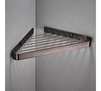 Panier triangulaire entièrement en cuivre doré - Étagère d'angle antique à double étage et crochet mural, rangement de salle de bain de style européen, panier en filet simple couche marron pour une