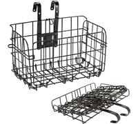 Panier universel pour vélo, pliable à l'avant et à l'arrière | Capacité de charge : 25 kg | Panier arrière amovible [noir] | Porte-sacoches pour vélo de ville avec 2 crochets [fixation sur le guidon o