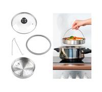 Rosenstein & Söhne Accessoires de cuisson vapeur avec couvercle en verre, panier à étuver et support