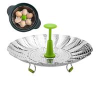 Panier Vapeur - Cuiseur Vapeur Pliable En Acier Inoxydable,Paniers Vapeur Pour La Cuisson Avec Une Poignée Extensible,Pour Cuisiner Des Légumes, Des Fruits, Du Riz Et Des Sandwiches Dans La Cuisine