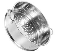 Panier Vapeur en Acier Inoxydable 304 Poignées pour Cuisson | Grille Perforée, Base Surélevée et Soudure sans Joint, Finition Argentée, pour Petits Pains et Œufs