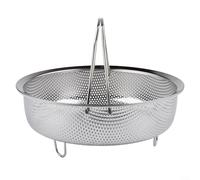 Panier vapeur en acier inoxydable 304 pour cuiseur à riz avec poignée amovible et base perforée haute densité (extra large)
