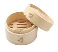 Panier vapeur en bambou pour raviolis avec poignée Cuiseur Vapeur Bambou Paniers A Vapeur Avec Couvercle, Bambou Panier Cuisiner à La Vapeur Pour Le Riz, Les Dim Sum, Les Légumes (20cm,1PCS)