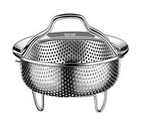 Panier vapeur en maille d'acier inoxydable de 14 x 7,7 cm avec poignées - Panier de drainage pour la cuisine - Passoire pour cuisson à la vapeur, riz, poisson, œufs, petits déjeuners