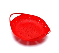 Panier vapeur extensible en silicone, résistant à la chaleur, insert vapeur pour légumes, ustensile de cuisine réutilisable pour fruits de mer et raviolis, rouge ou gris (rouge)