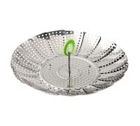 Fackelmann 42489 Panier vapeur dépliable, panier vapeur, cuiseur vapeur, panier légumes vapeur, Acier inoxydable, Argenté, de 14 à 24 cm déplié